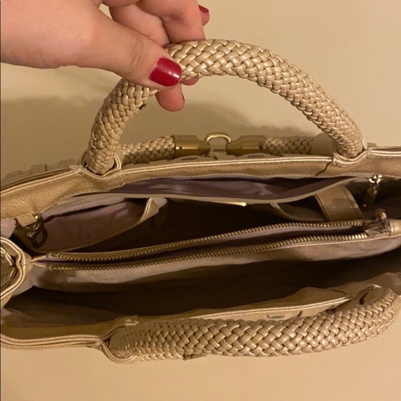 Cole Haan Beige Woven Leather Tote - Picture 5 of 8